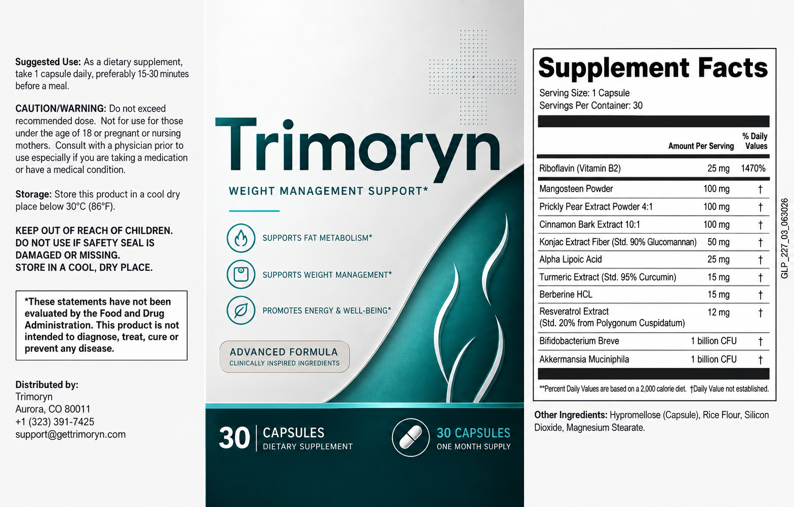 Trimoryn product label